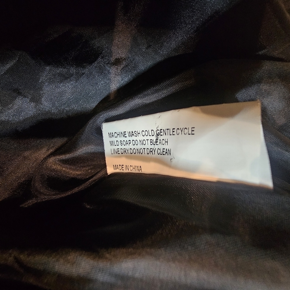 Armadillo Black Bomber Jacket Men’s XL Tan Collar Zip Front Windbreaker Style - Picture 6 of 11